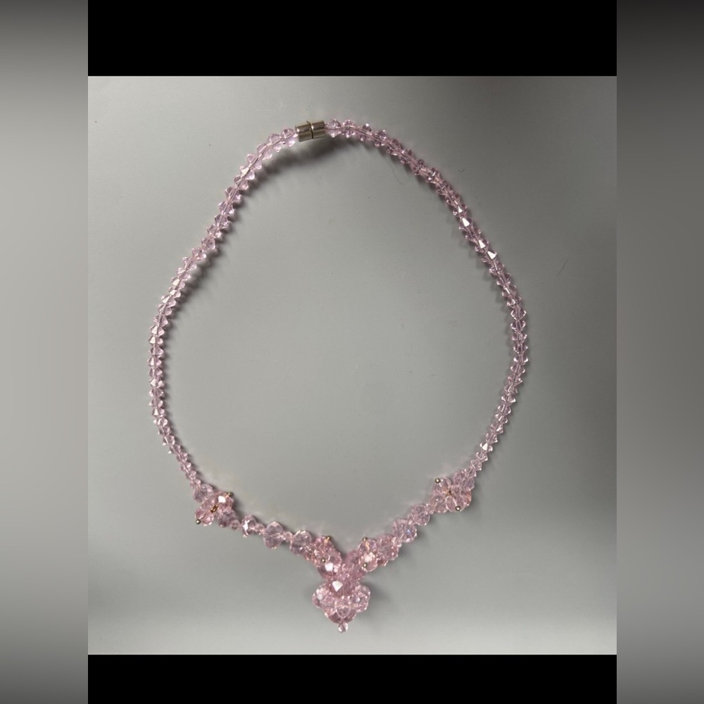 Modern Pink Crystal Beaded Necklace #6427